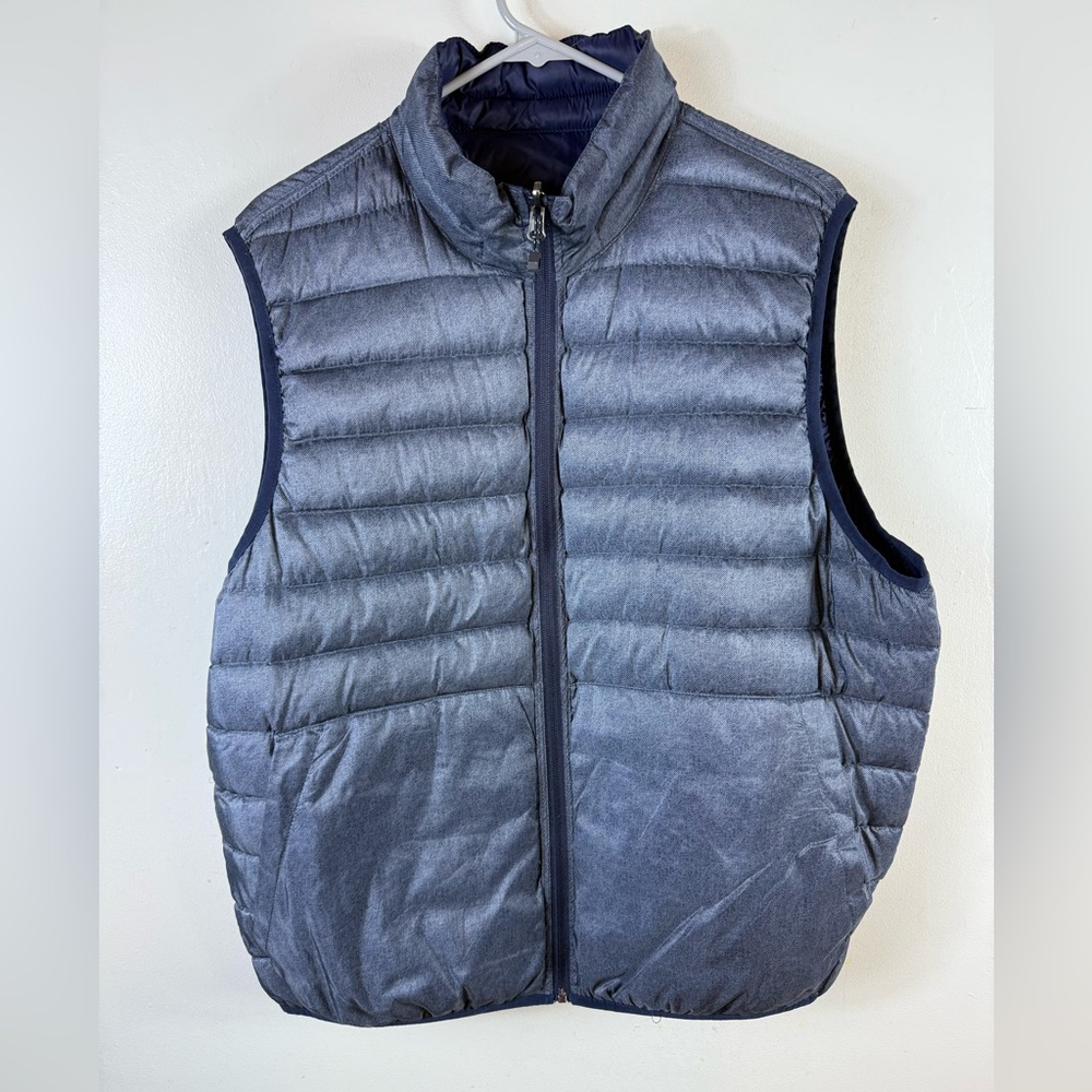 Hawke & Co Mens Reversible Down Puffer Vest Blue Large Fall Winter Warm